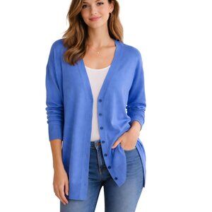 Talbots Girlfriend Cardigan Sweater Long Line Slit Sides V-neck Plussize Size 1X